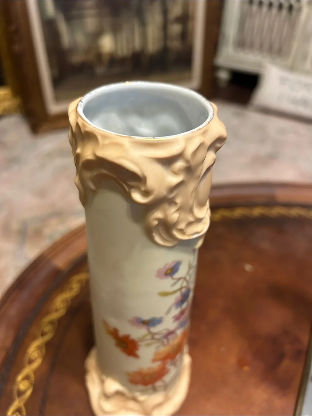 Hand-painted floral antique porcelain vase RW Rudolstadt, Germany